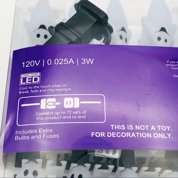 Ghost 20 Count String Lights LED Halloween 8 Foot Black Wire New in Box … - Picture 7 of 12